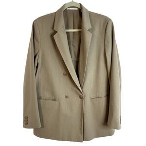Uniqlo Wide Leg Double Breasted Suit Set Womens Size Large Tan EUC